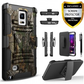 Samsung Galaxy Note 4 Case, Dual Layers [Combo Holster] Case And Built-In Kickstand Bundled with [Premium Screen Protector] Hybird Shockproof And Circlemalls Stylus Pen (Camo)